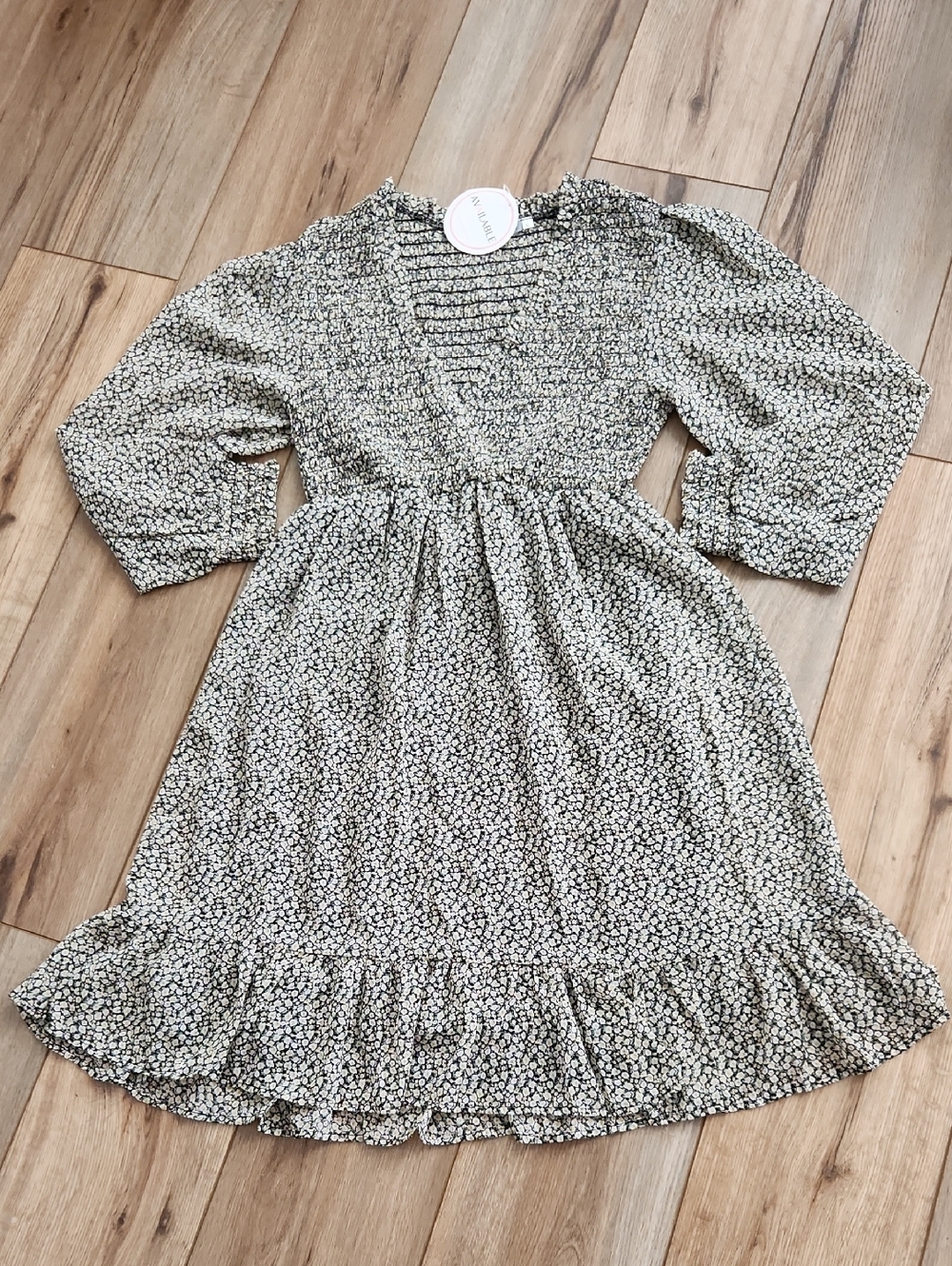 NWT AVAILABLE Floral Smocked V-Neck Long Sleeve Baby Doll Dress Ruffles Size S